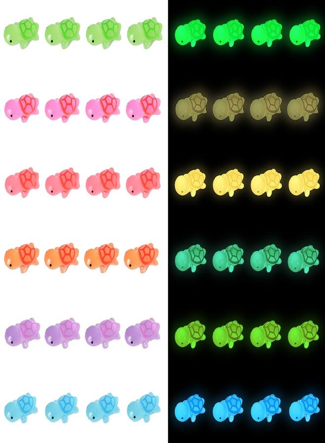 Tindobewan 50 PCS Tiny Turtle Glow in The Dark Mini Resin Sea Turtle Miniature Plastic Turtles Figures for Craft, Garden Decor, Home and Party Decorations(Luminous Tiny Turtle 6 Colors) - Image 1
